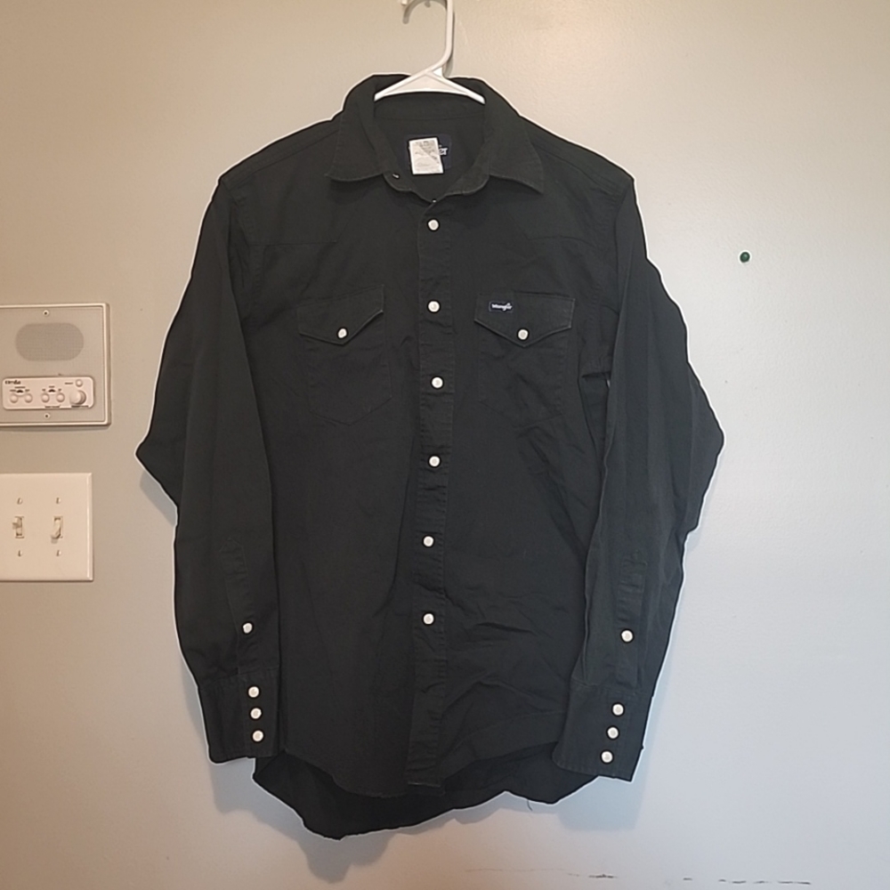 Wrangler Men’s Long Sleeve Snap Button Dark Green Western Shirt Size M